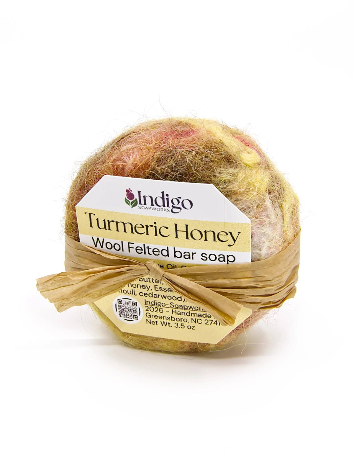 Turmeric Honey Wool Felted Soap Bar